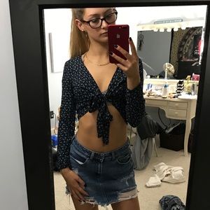 floral tie front long sleeve